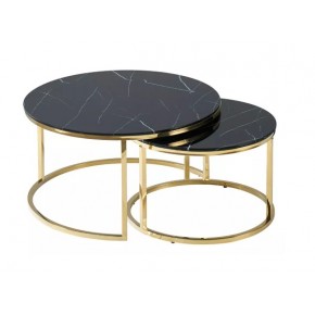 Комплект SIGNAL MUSE (2 стола журнальных) эффект черного мрамора/золотой